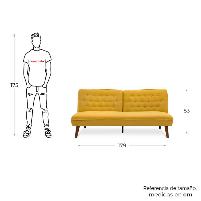 Futon Tela Amarillo Kevi | Sofá Cama y Futones | salas